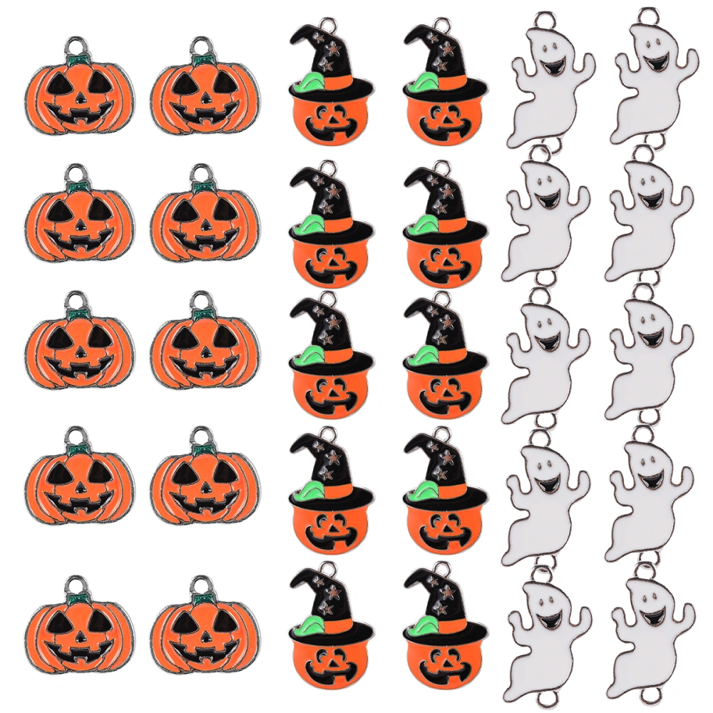 30pcs Halloween Diy Charms Pumpkin Ghost DIY Pendants for Key Chain Necklace