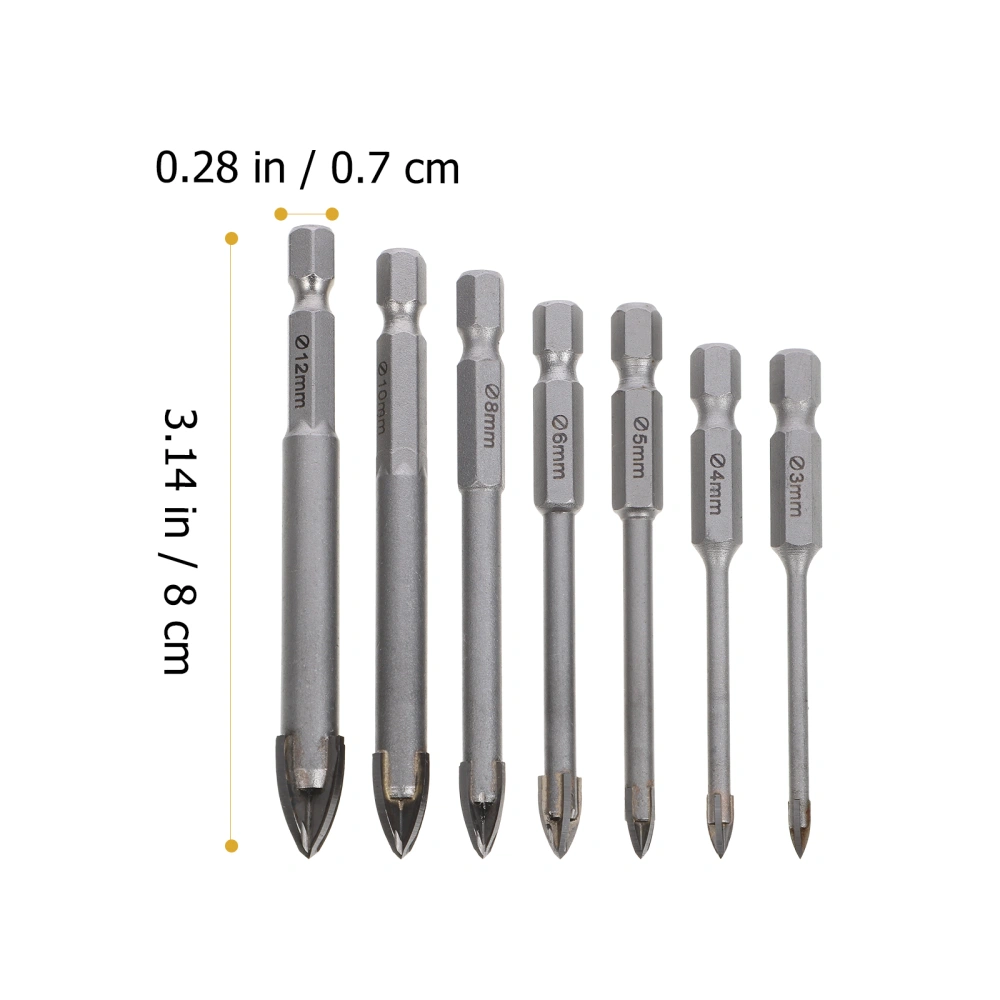 7 Pcs Ceramic Tile Drill Bits Glass Drilling Cross Bits Concrete Drilling Bits