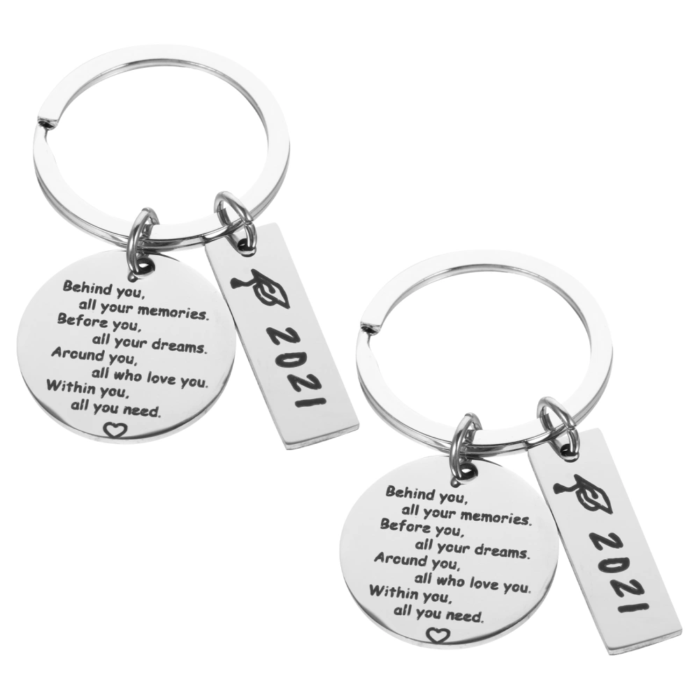 2pcs Letter Graduation Theme Keychains Gifts Keyrings Bag Ornaments