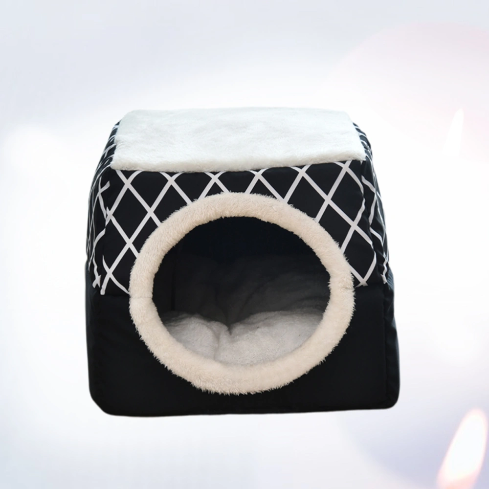 Space Capsule Pet Bed Cat Bed Puppy House Foldable Nest Creative Half-closed Four Seasons Cat Sleeping Bed (Black, Size XL)