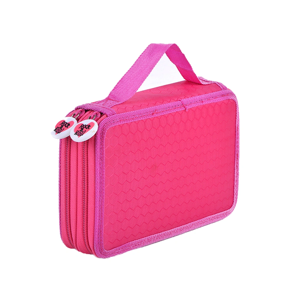 Colored Pencil Case with Compartments 32 Slots Handy Pencil Bags Large for Watercolor Pencils Gel Pens and Ordinary Pencils (Rosy)
