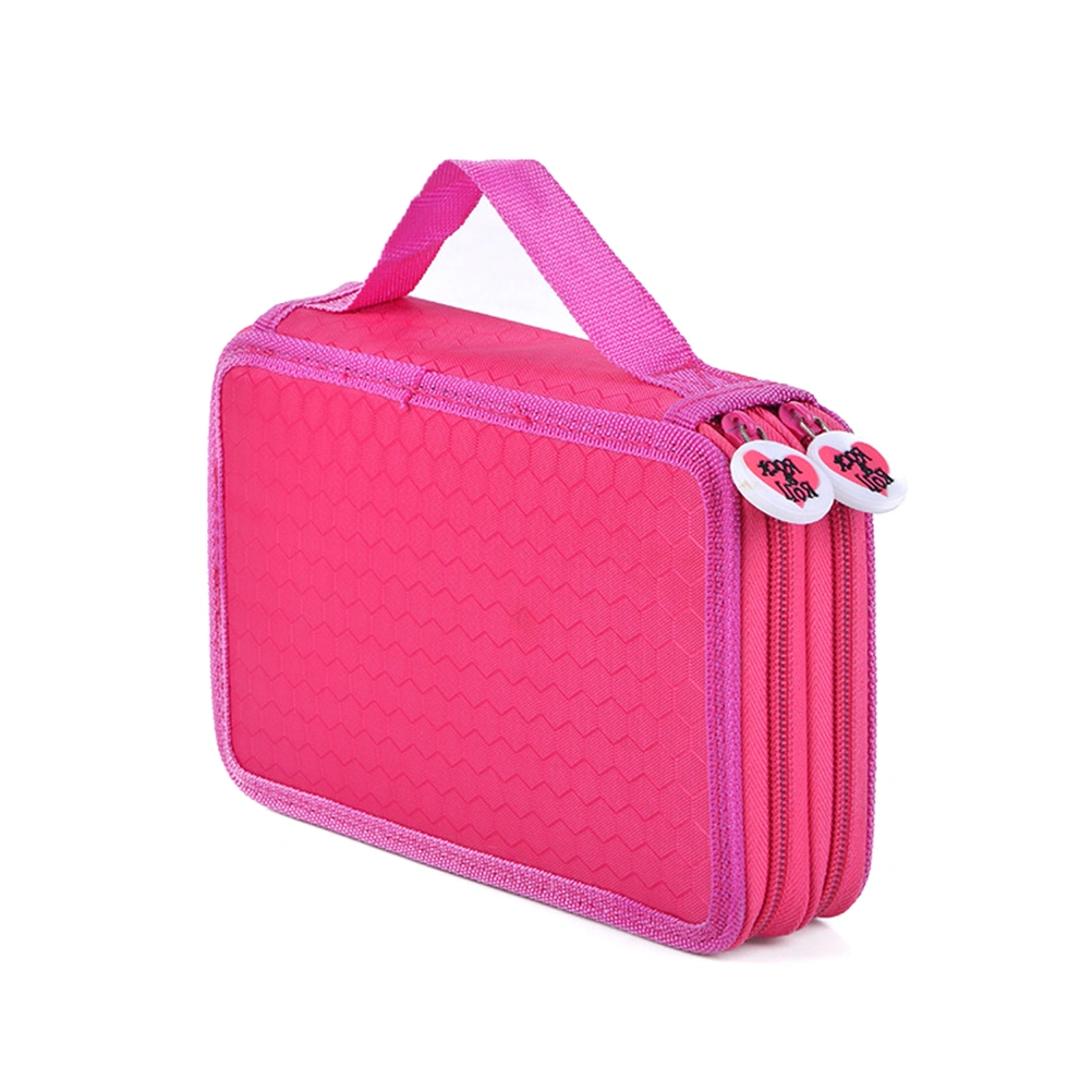 Colored Pencil Case with Compartments 32 Slots Handy Pencil Bags Large for Watercolor Pencils Gel Pens and Ordinary Pencils (Rosy)