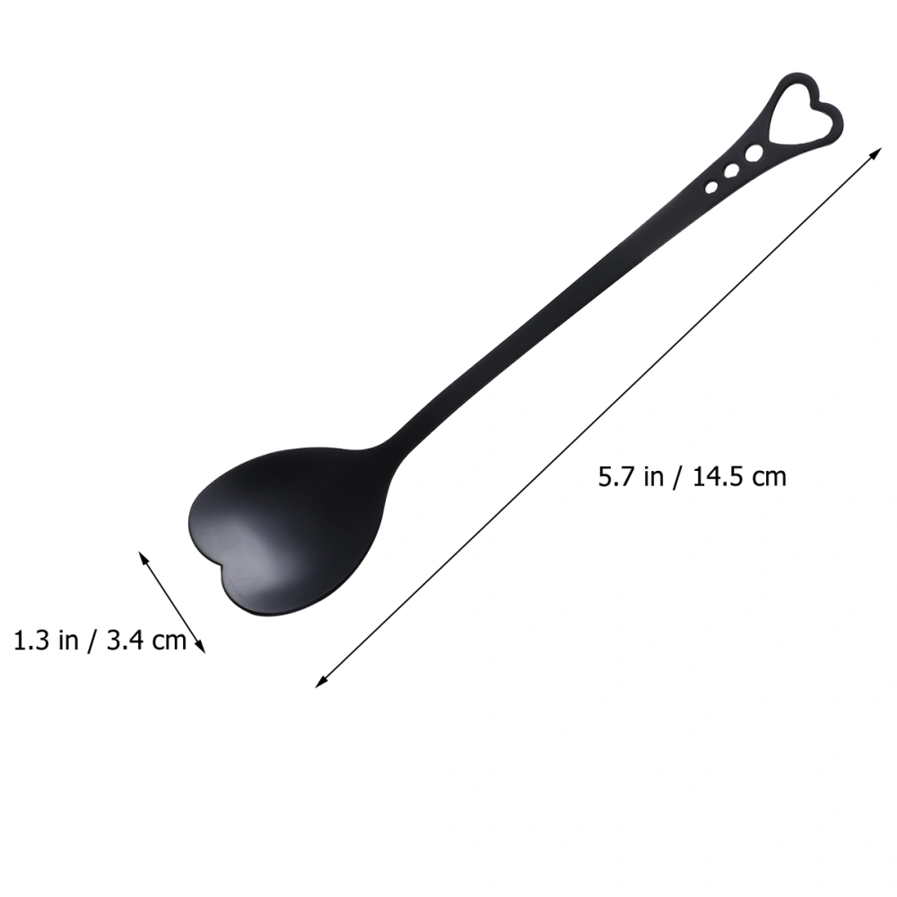 Stainless Steel Spoon Gold Plating Heart Shaped Dessert Spoon Unique Charming Stirring Spoon Tableware Scoop for Home Restaurant Coffee Shop (Black)