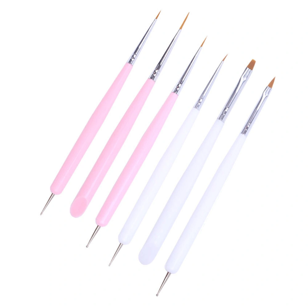 6PCS Double-ended Nail Line Drawing Pen Manicure Tool Nail Art Pen for Women Girls