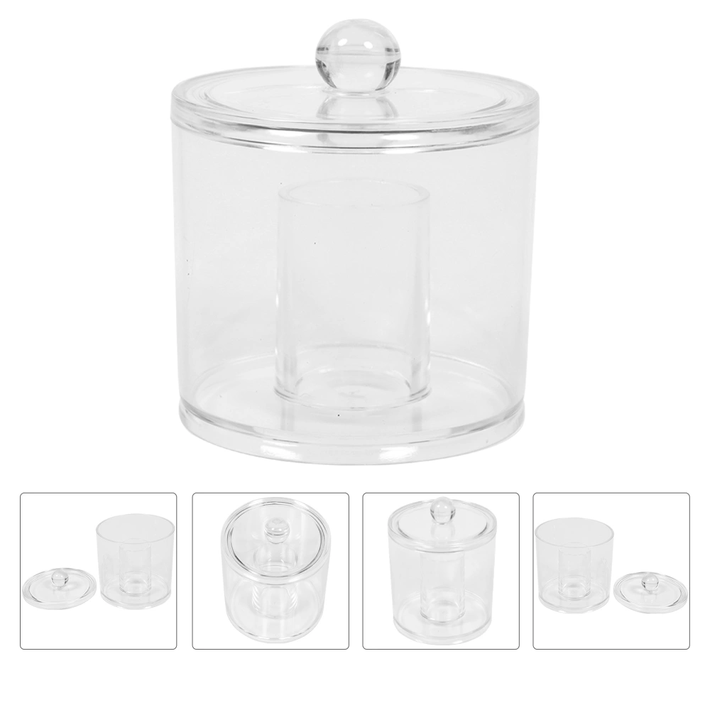 1pc Dustproof Cotton Swab Storage Boxes Transparent Round Makeup Cotton Boxes