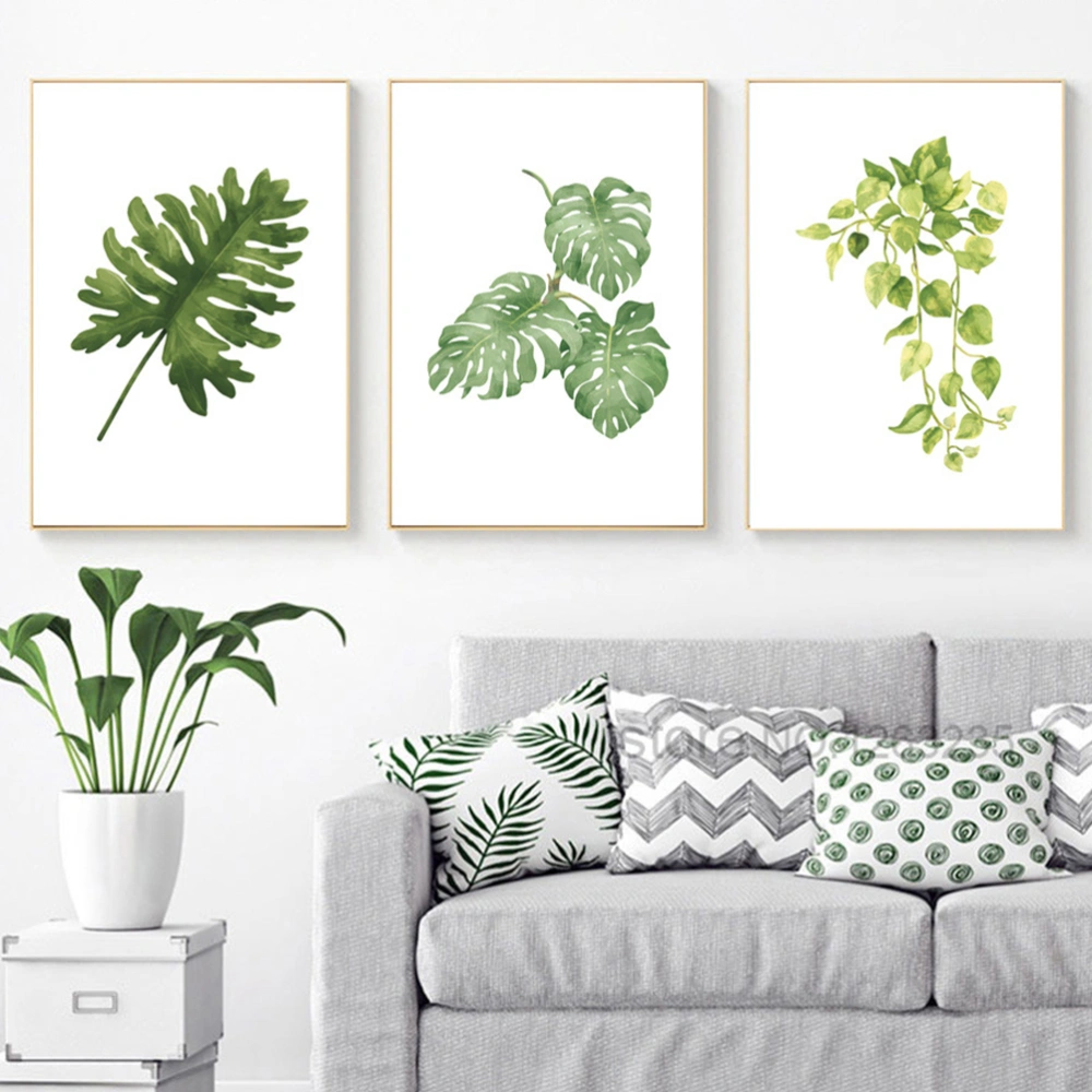 1Pc 30x21cm Frameless Wall Painting Wall Green Plant Leaves Pictures Decor for Home Living Room