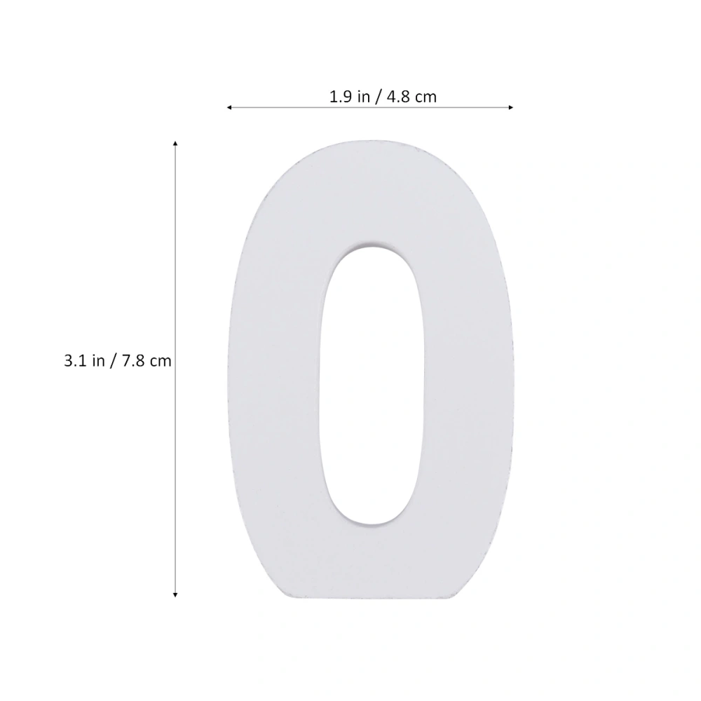 Wooden Number 0 Decoration Simple Creative DIY Ornament for Home Wedding Birthday Party Decoration (8cm, White)