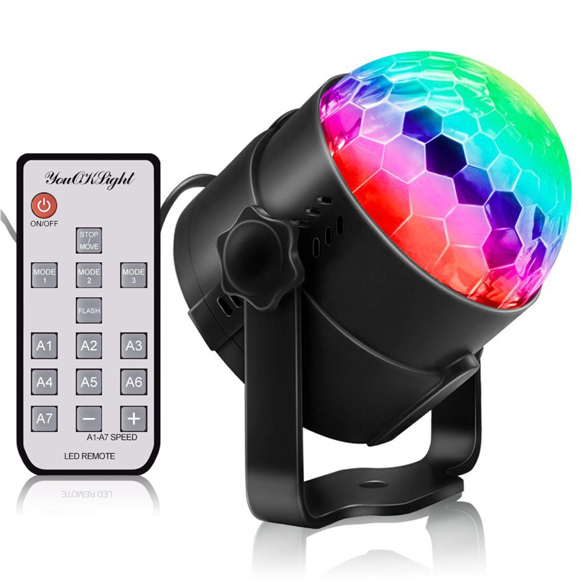 Disco Ball Strobe Light Party Lights Portable 3 Colors Sound Activated Stage Lights with MP3 Player for Home Dance Birthday DJ Club KTV (Original EU Plug)