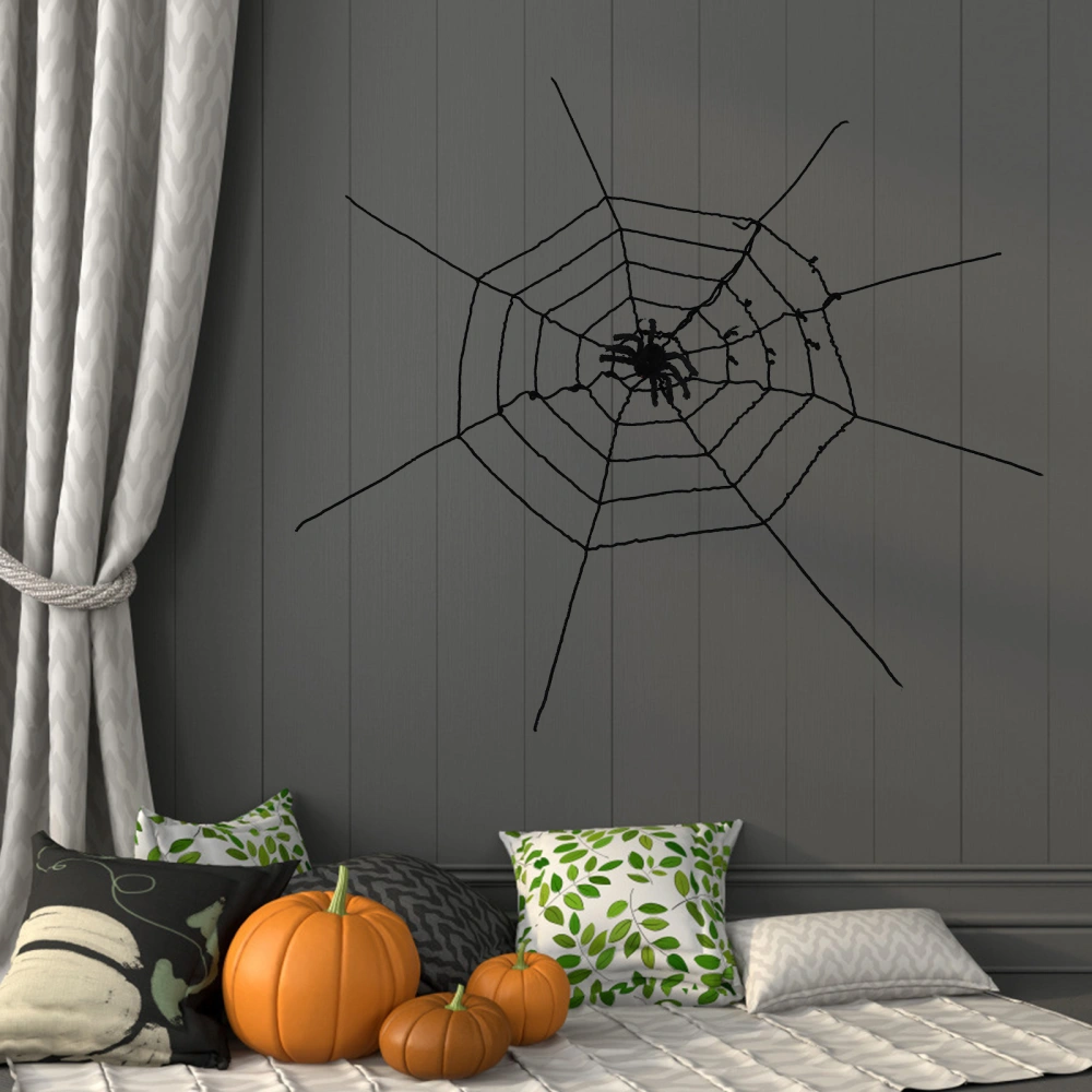 2Pcs Halloween Spider Web Props Spider Playthings Decorative Spider Adornments (Black)