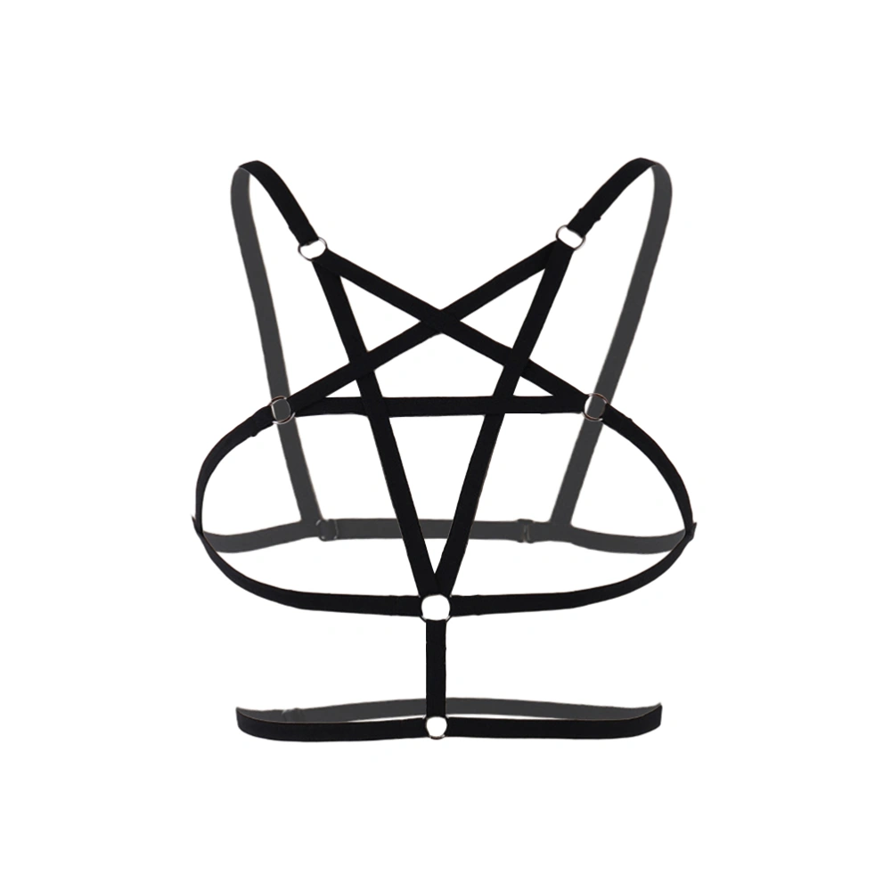 Women Bra Harness Body Caged Bralette Cupless Strappy Lingerie Hollow Five-pointed Star Harness Underwear(Black)