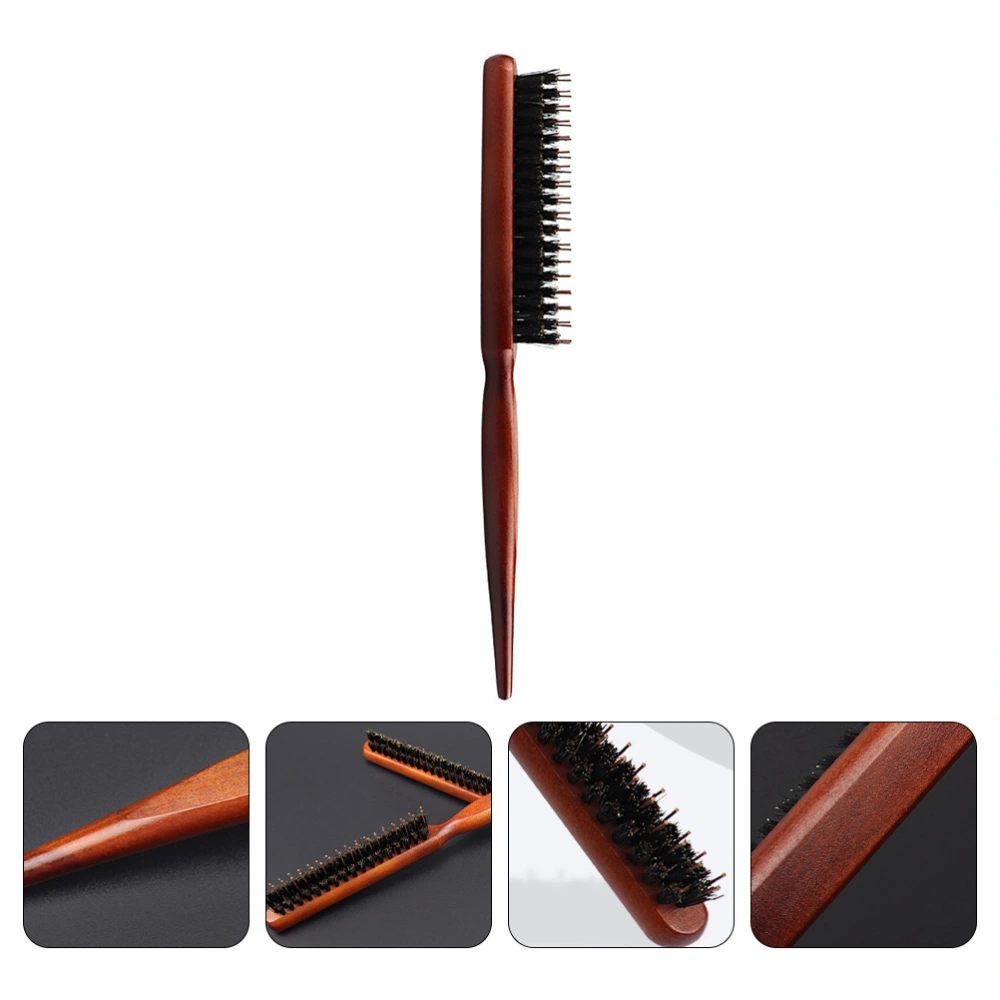 1Pc Natural Wooden Bristle Hair Brush Salon Teasing Hair Brush (Brown)