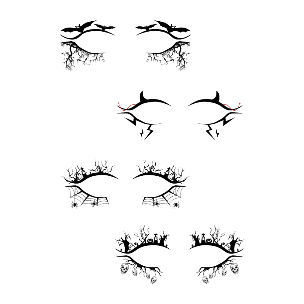 4 Pairs Eye Shadow Eyeliner Sticker Horror Eye Sticker Halloween Makeup Tool