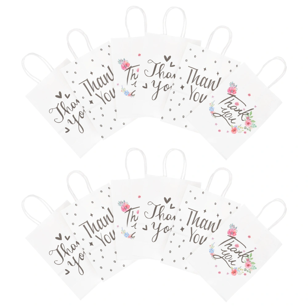 12pcs Thank You Bags Thank You Paper Gift Bags with Handles for Wedding (Random Style)