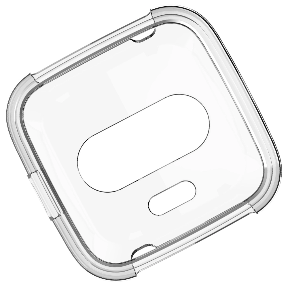 Electroplating TPU Protective Cover Transparent Full Package Anti Fall Protective Watch Shell Compatible for Fitbit Versa Lite (White)