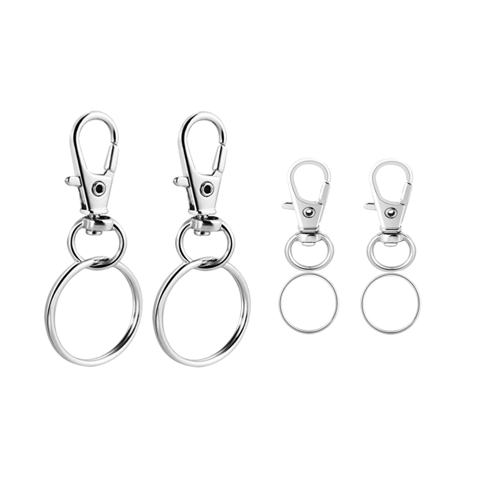 60PCS Key Chain and Rings Creative Hanging Pendant Decor Environmentally Friendly Zinc Alloy Long Webbing Buckle Keychains and Keyrings 32MM for Lover Couple Partner (Silver)