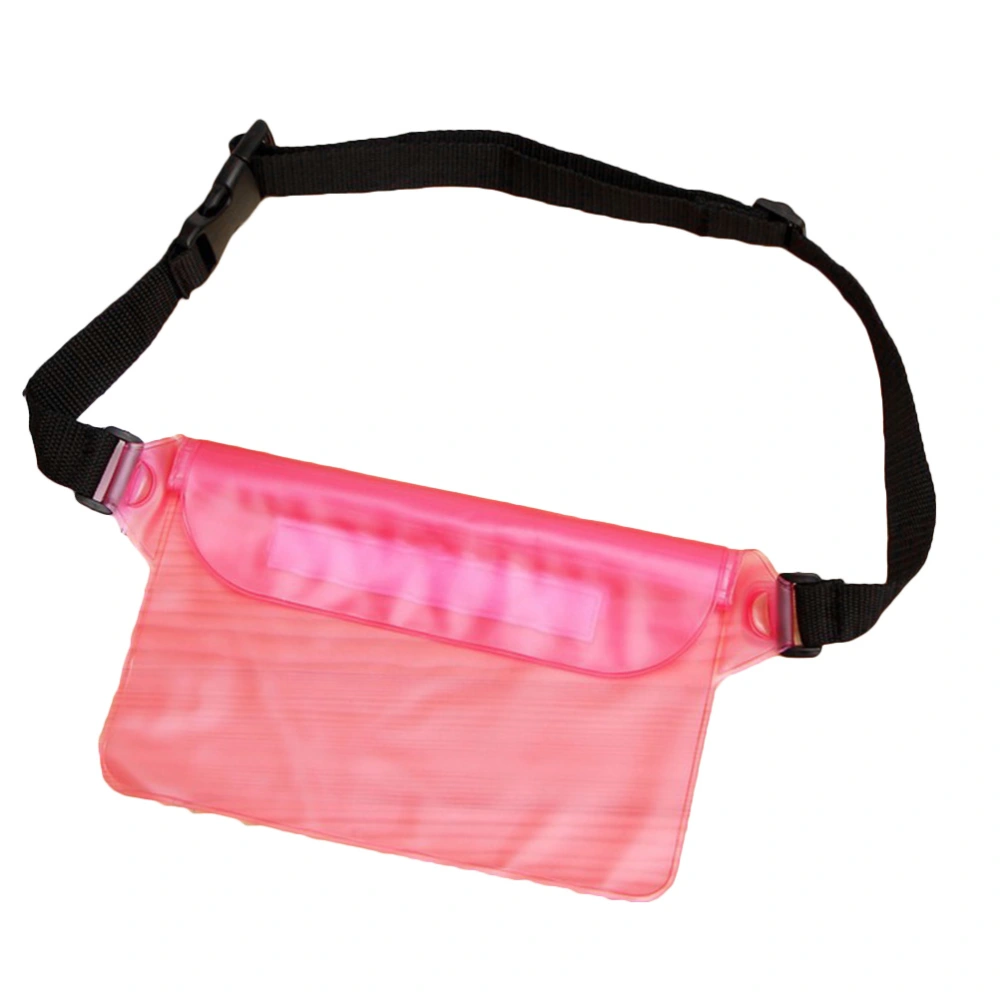 Waterproof Pouch PVC Waterproof Bag Snowproof Dirtproof Sandproof Case Bag with Super Lightweight and Bigger Space Adjustable Perfect for Beach  Swimming  Boating  Fishing(Pink)