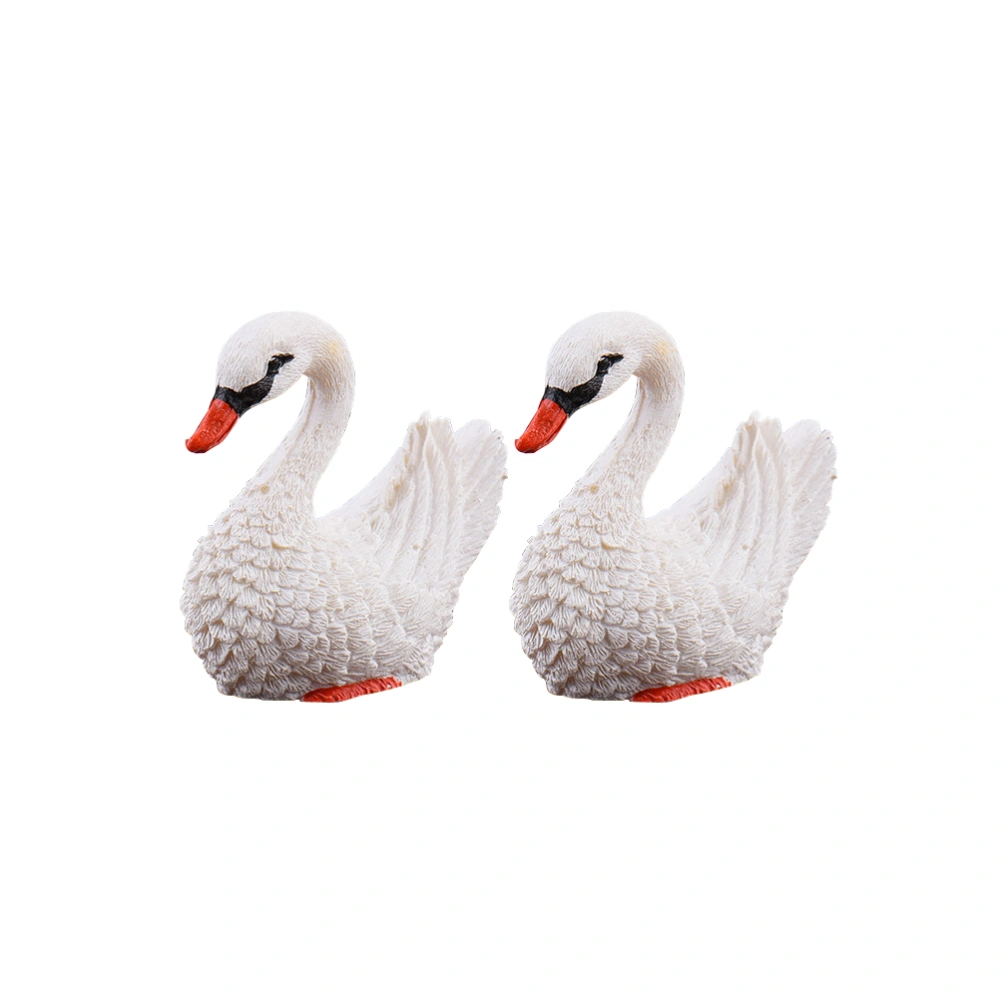 1 Pair of Lovely White Swan Mandarin Duck Aquarium Decoration Resin Small Ornaments(White)