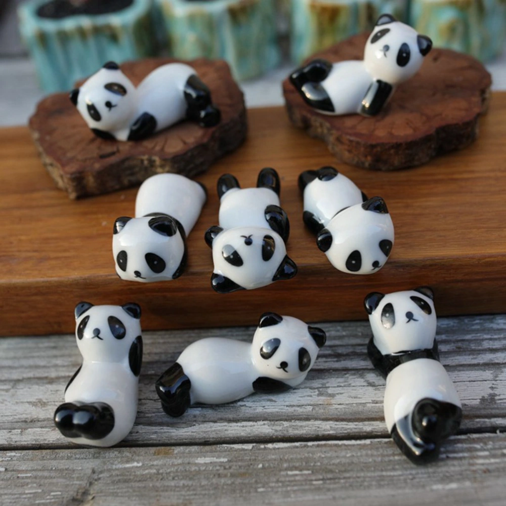 4 Pcs Ceramic Panda Chopsticks Rack Cartoon Animal Chopsticks Holder Household Chopsticks Rest Kitchen Desktop Tableware Supplies (Black+White)