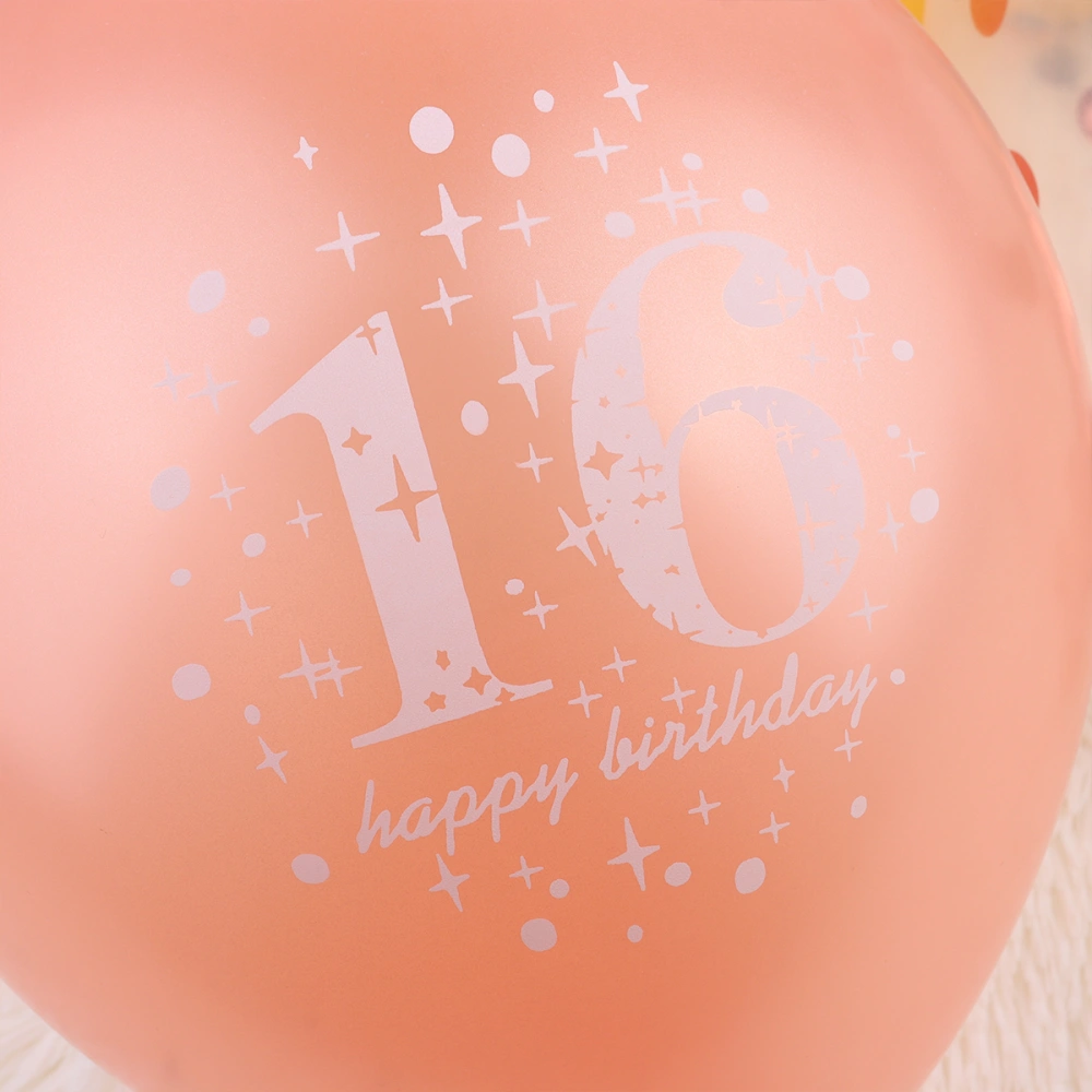 15pcs in 1 Set 12 Inches 16 Printing Balloons Confetti Balloons Set Number Latex Birthday Party Layout Decorations (10pcs Number Printing Balloons and 5pcs Confetti Balloons)