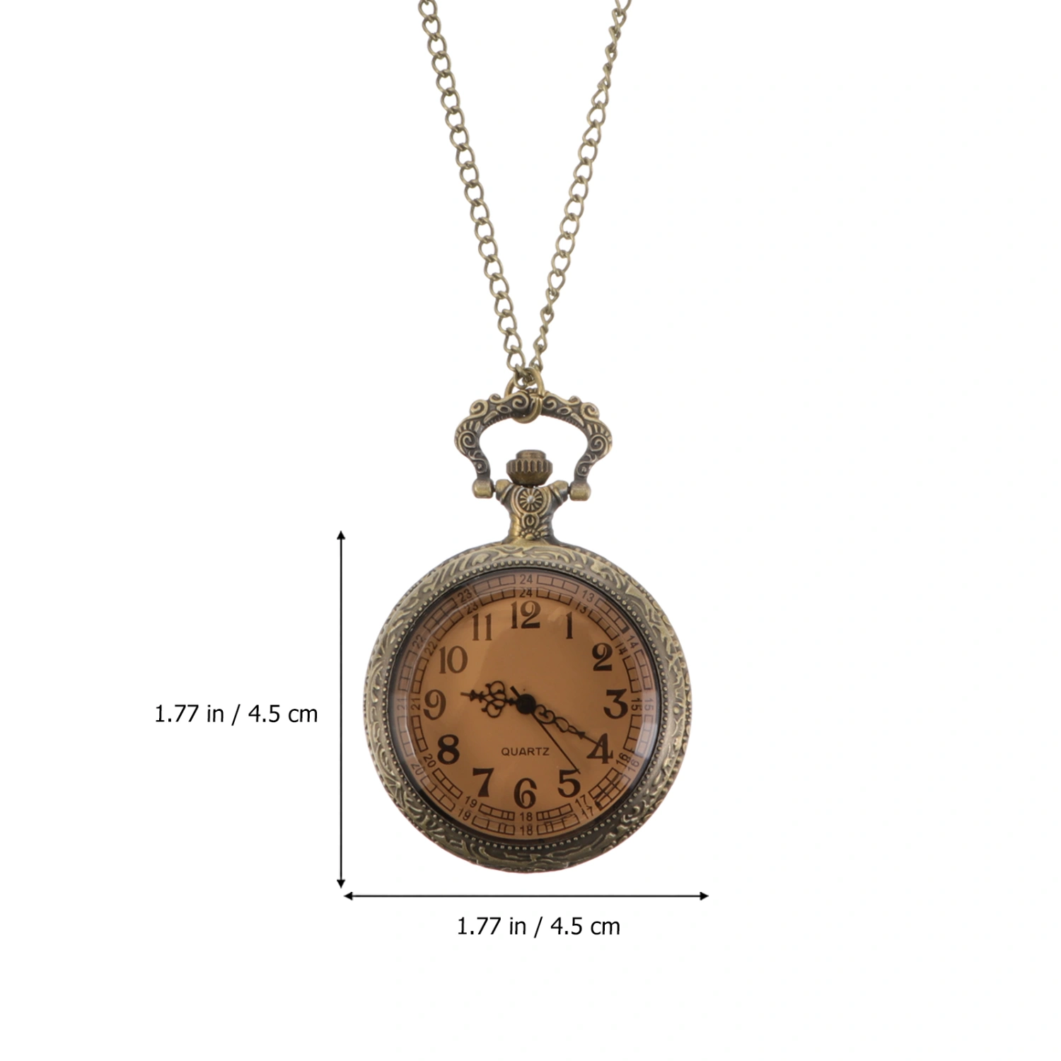 Bronze Glass Cover Pocket Watch Vintage Mechanical Quartz Watch with Chain
