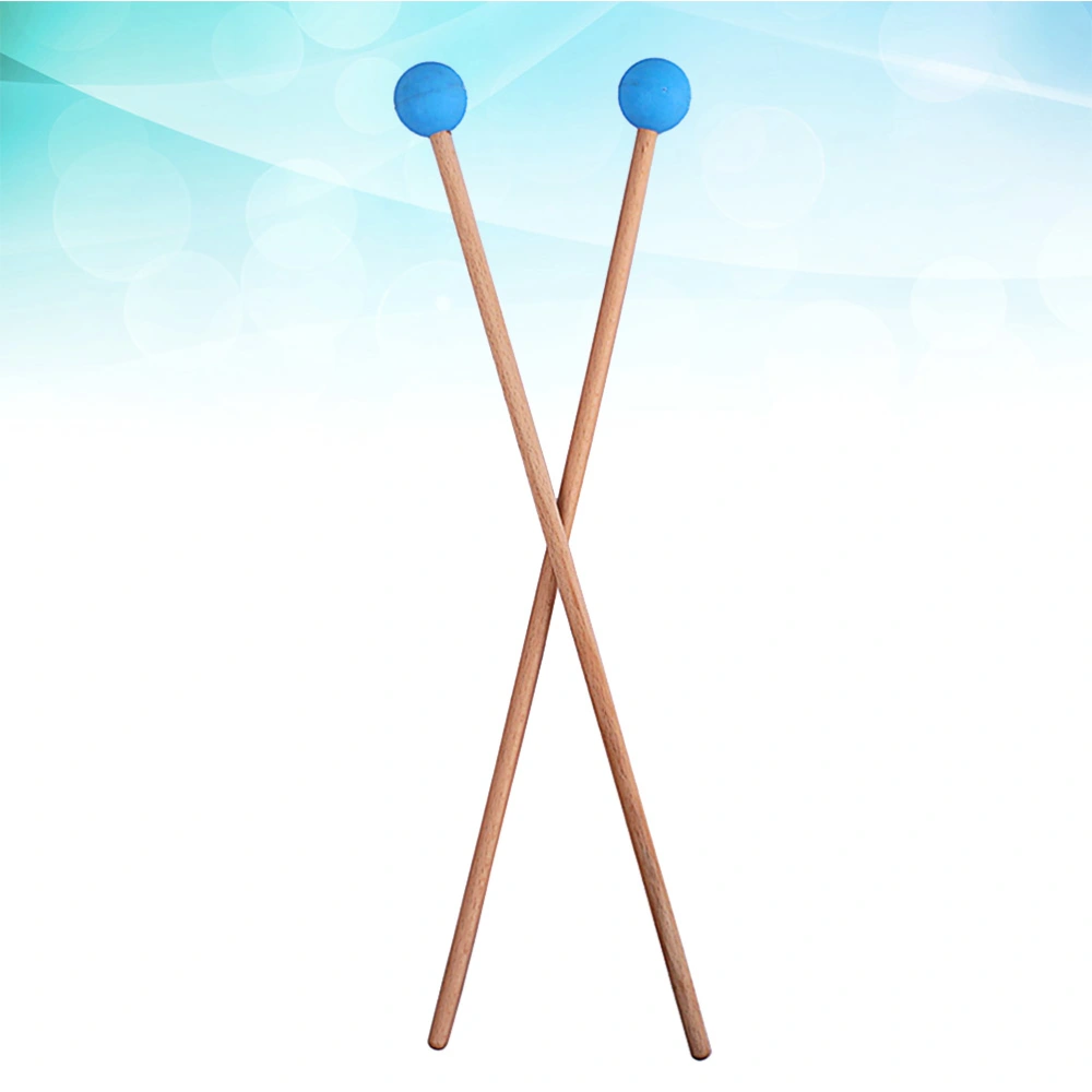 1 Pair Wood Handle Percussion Stick Bell Mallets Glockenspiel Drumsticks Musical Instrument Accessories (Sky-blue)