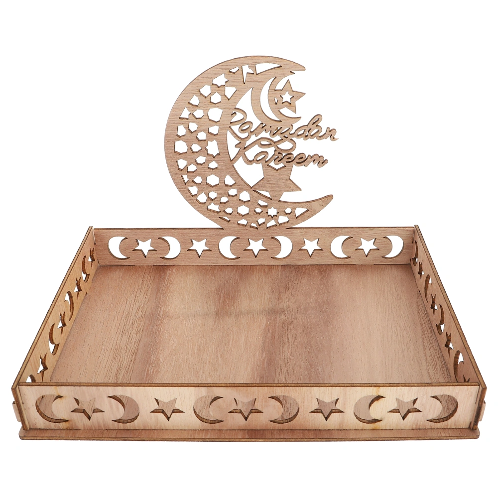 Ramadan Dry Fruit Dessert Tray Wooden Eid Food Plate Desktop Storage Holder Decoration