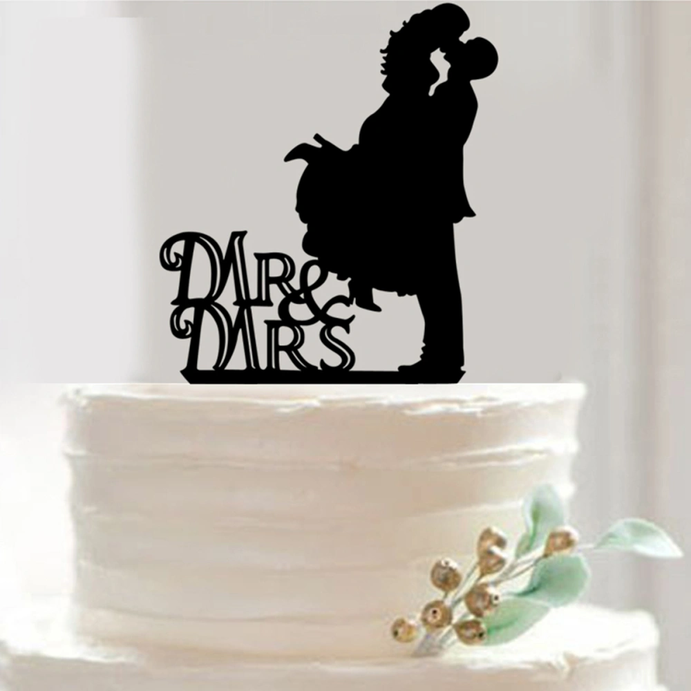 MR & Mrs Style Cake Topper for Wedding / Anniversary / Birthday Party (Black)