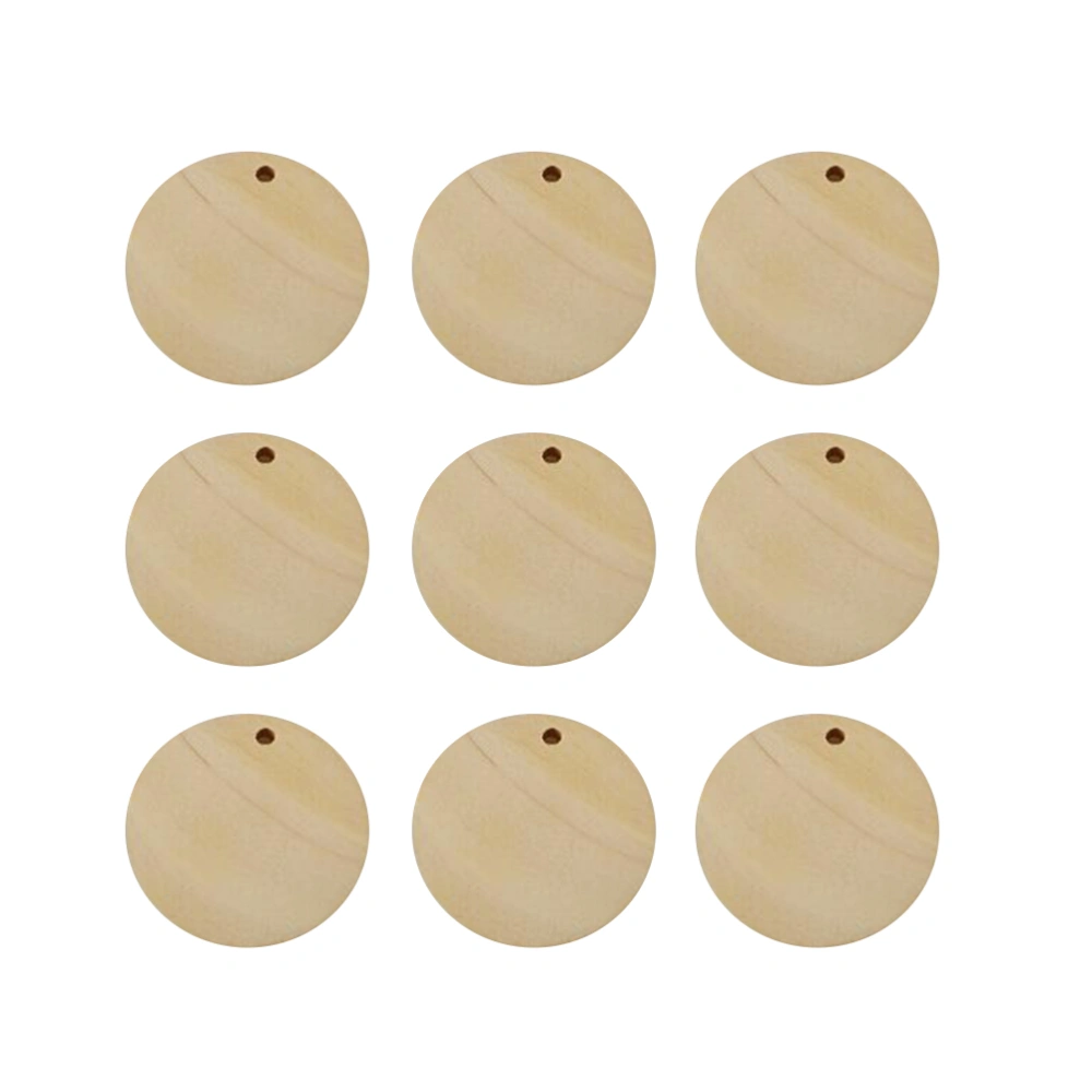 50pcs Round Wooden Slice Pendant DIY Jewelry Accessories Single Hole Wood Slice Pendant (35mm)