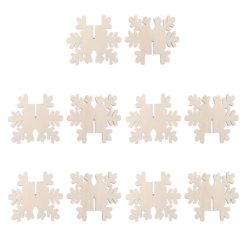 10Pcs Wooden Snowflake Three-dimensional Snowflakes Embellishments (Wood Color)