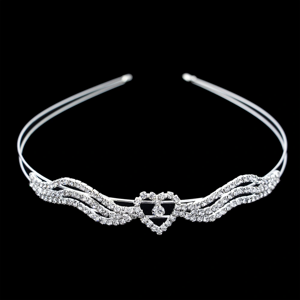 Alloy Rhinestone Hair Crown Headpiece Diamond Heart Hair Headwear Hair Jewelry for Girls Wedding Hair Decoration