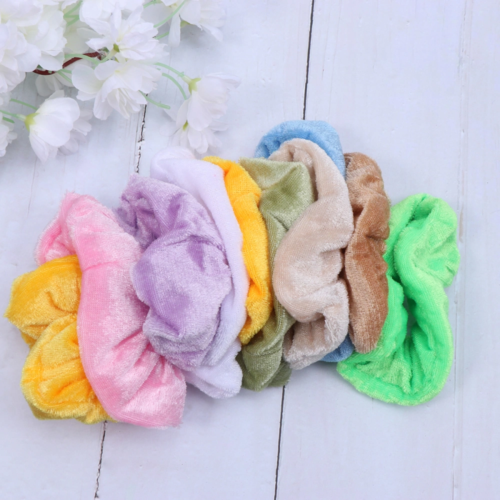 10pcs Plush Hair Ring Simple Colorful Rubber Band for Girl Kid Child Light Color Pattern