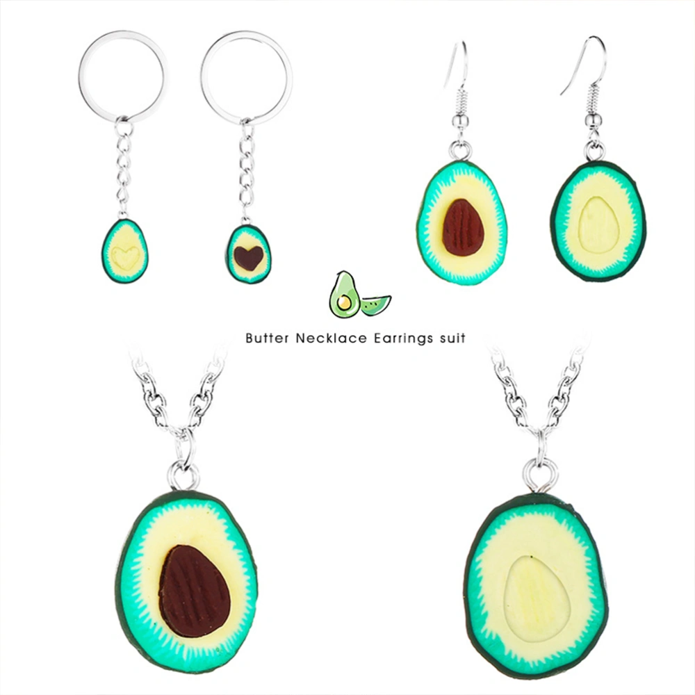 Avocado Clay Neck Pendant Funny Cartoon Ceramic Women Necklace Fashion Neck Chain Neck Jewelry (Seedless)