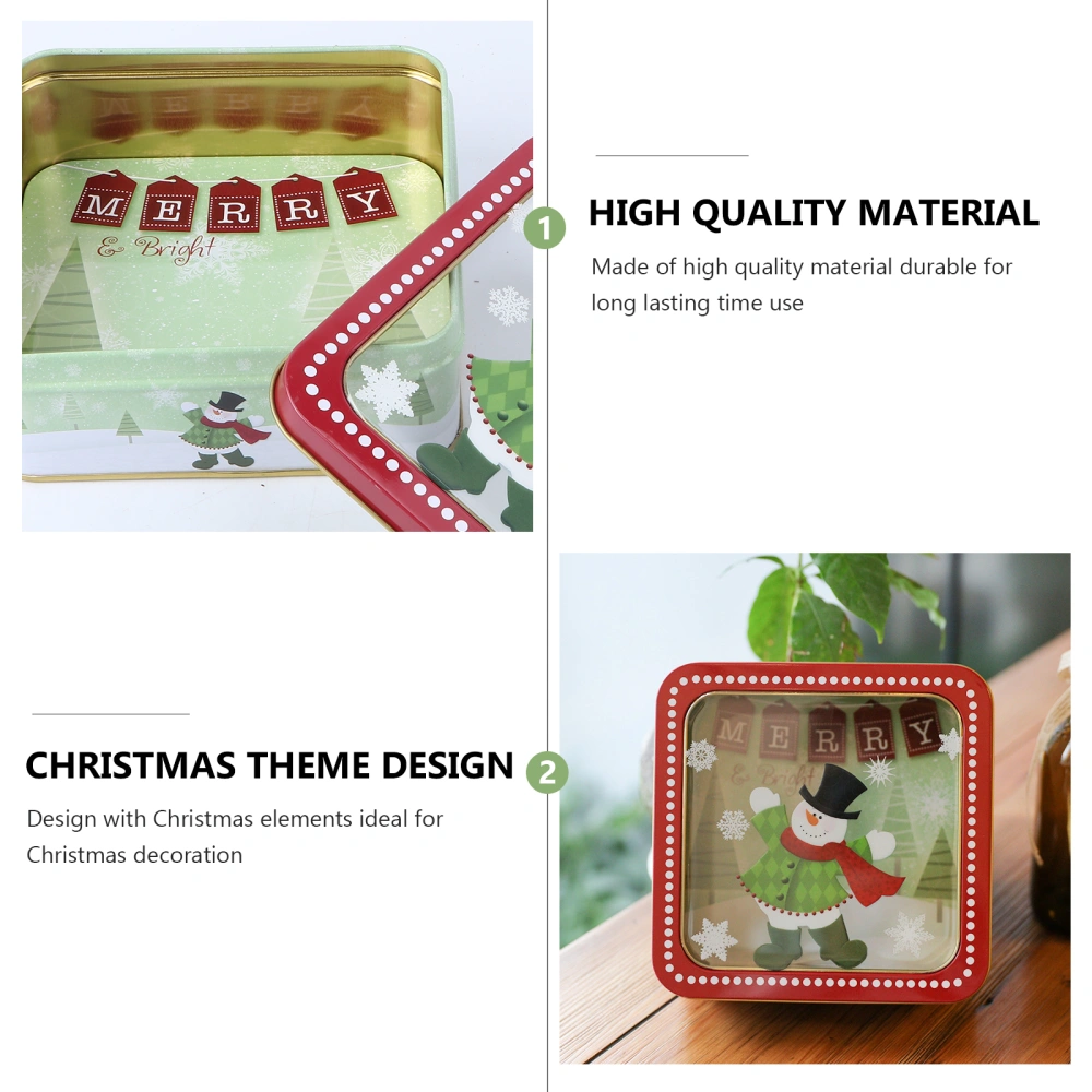 1Pc Square Tinplate Candy Box Gift Packing Box Christmas Baking Wrapping Box