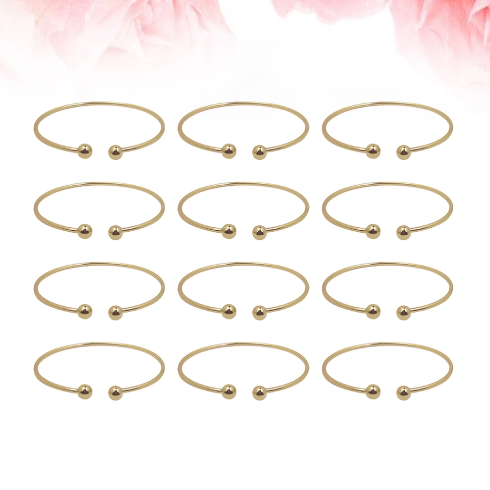 12pcs Versatile Silver Plated Garlic Bracelet Simple Bracelet Simple Garlic Bangle With Open C Double Bead (Golden)