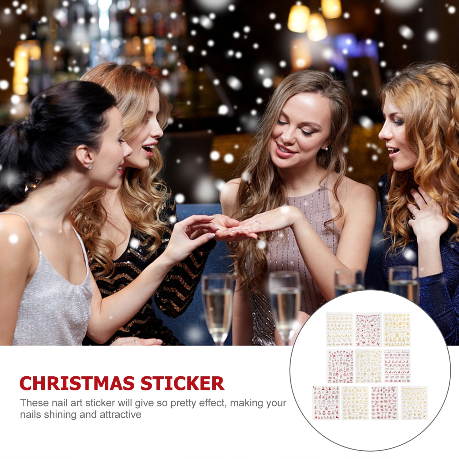 10 Sheets Christmas Nail Art Decals Nail Sticker Manicure DIY Accessory Supplies