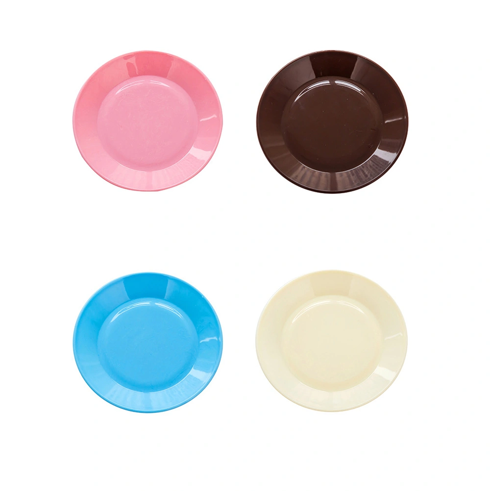 5 Pcs 13CM Round Flat Plates Plastic Dessert Appetizer Plates Snack Fruit Candy Nut Trays (Random Color)