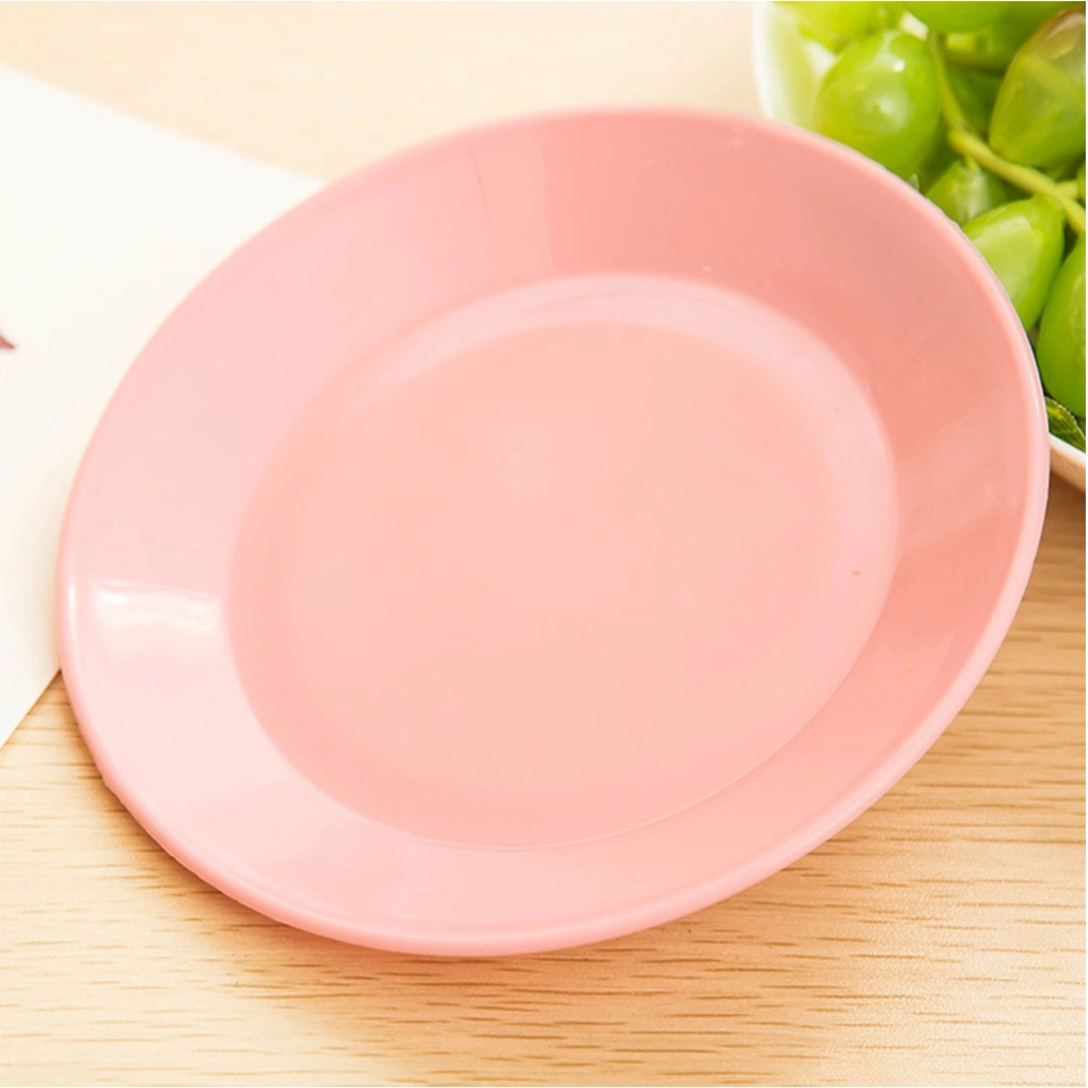 5 Pcs 13CM Round Flat Plates Plastic Dessert Appetizer Plates Snack Fruit Candy Nut Trays (Random Color)