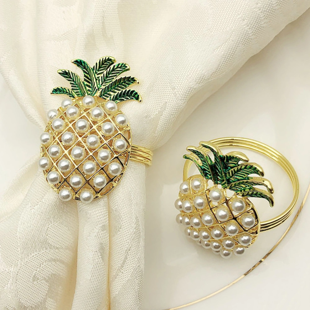 4pcs Pineapple Alloy Napkin Rings Fashion Crystal Napkin Buckle Party Napkin Holder Towel Buckle