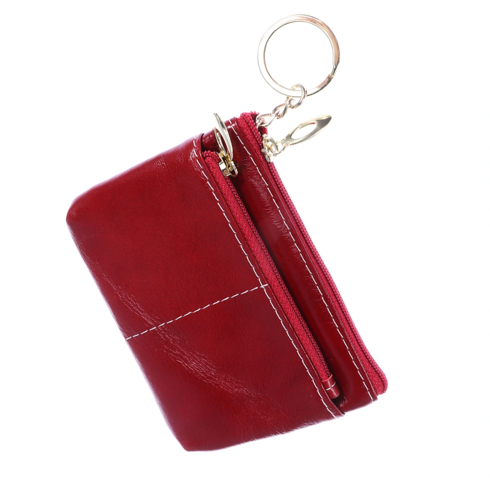 Vintage Wallet Women Leather Wallet Fashion Charming Coin Purse  Handbag with Key Ring Large Capacity Double Zipper Bag Brown