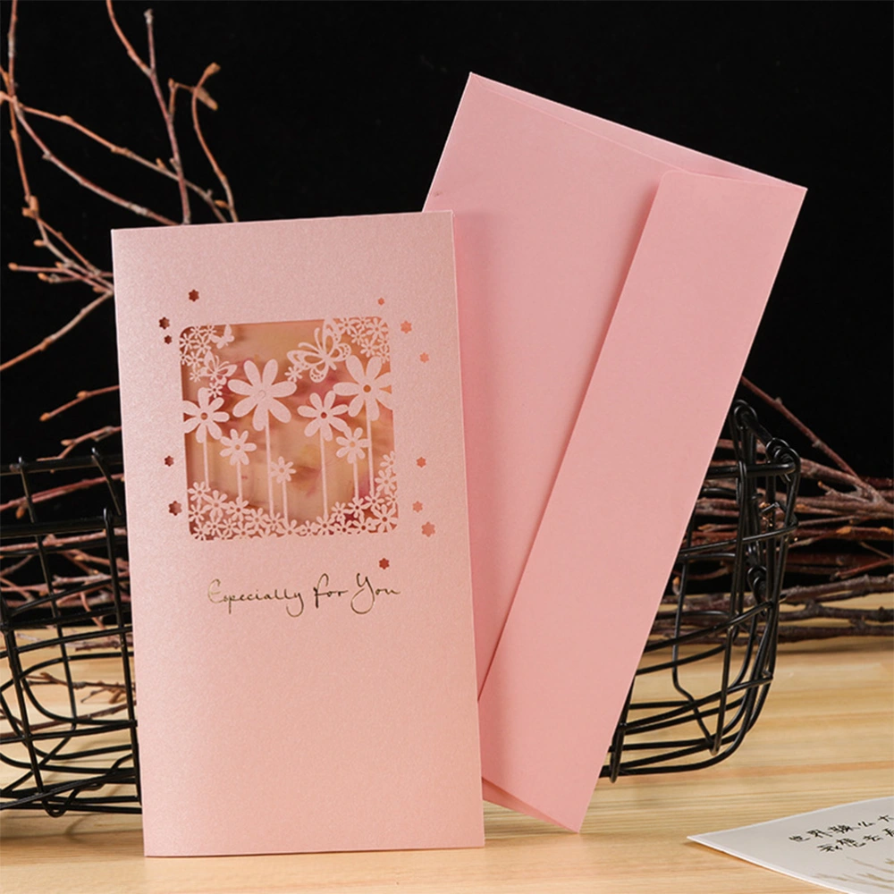 2 Pcs/pack   Cut Bronzing Birthday Blessing Greeting Baby Shower Invitation Cards with Flower Hollow Favors Invitation Cardstock for Wedding Engagement Graduation- Number 7 (Card and Envelope)