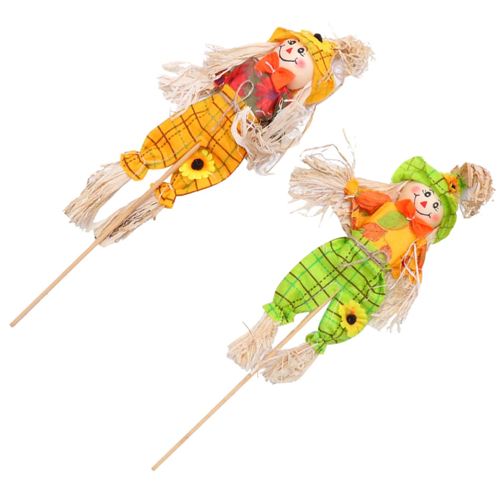 2Pcs Modern Thanksgiving Day Scarecrow Delicate Party Decoration Chic Gift for Thanksgiving Bar Party Home (Random 40cm Scarecrow)