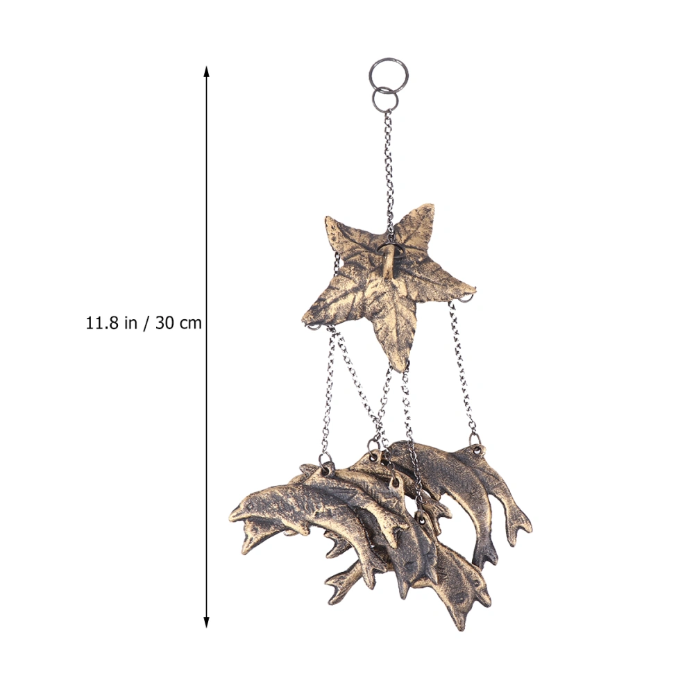 1pc Wrought Iron Pendant Creative Wind Bell Dolphin Wind Chime Shabby Style Hanging Decor for Home Outdoor