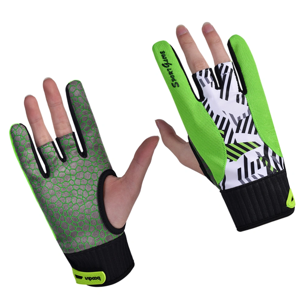 1 Pair of Silicone Bowling Gloves Professional Anti-slip Elastic Breathable Sports Gloves - Size L (Green)