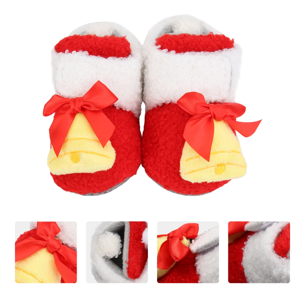 1 Pair Baby's Winter Shoes Warm Christmas Styled Boots Toddlers Cotton Prewalker