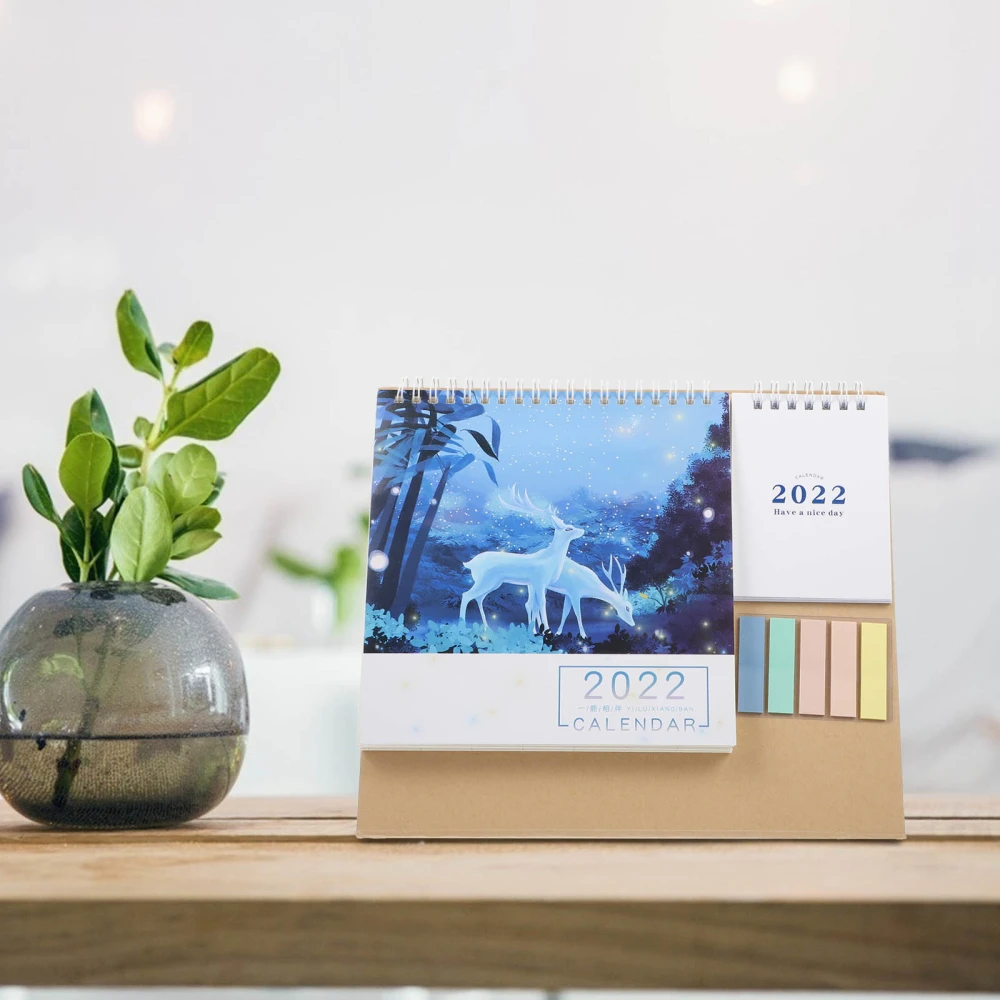 Portable Desk Calendar from Sep 2021 to Dec 2022 Stand Up Calendar for Office