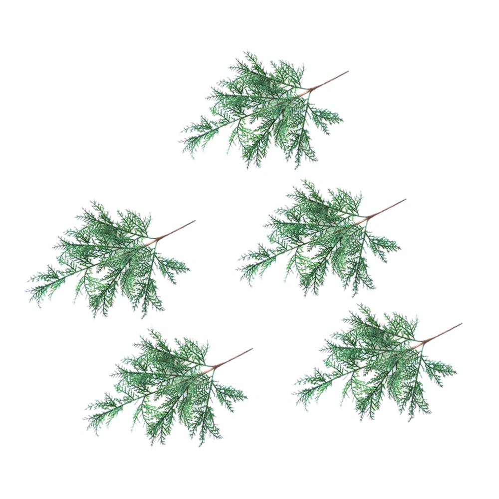 5pcs Simulation Pine Cypress Short Branch Lifelike Cypress Leaves Decoration Artificial Branches DIY Accessories for Wedding Party Home