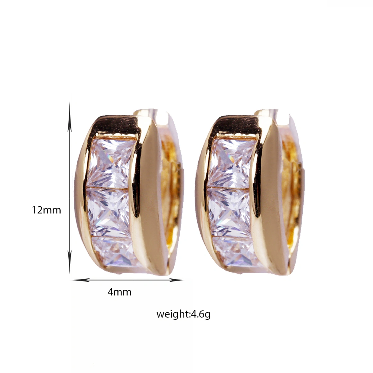 Pair of Women Girls Gold Plated Zircon Ear Pendants Earrings (White)