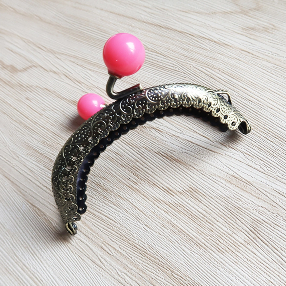 8.5cm Retro Semicircular Arch Iron Purse Frame Coin Bag Decorative Pink Pearl Kiss Clasp Lock for Bag Making DIY Craft Handmade