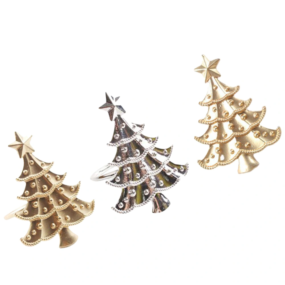 3PCS Table Napkin Ring Christmas Tree Shaped Decor Rings Hotel Table Supplies