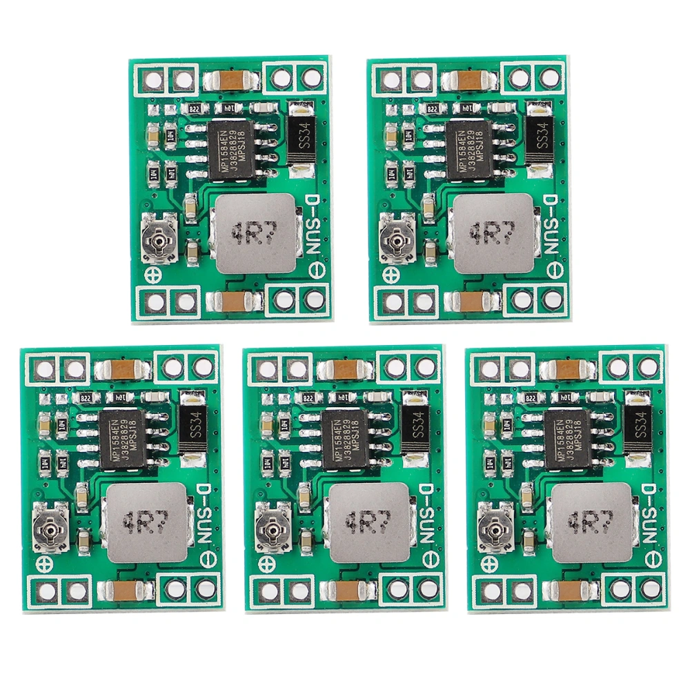 5pcs 5V Output Adjustable DC-DC Power Supply Converter Module Voltage Regulator Board (Green)